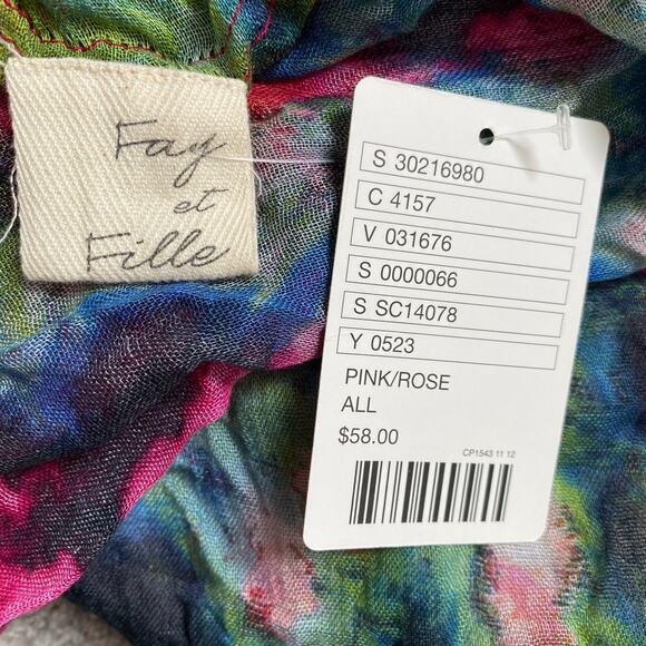 NWT Anthropologie Fau et Fille Infinity Scarf Multi Watercolor Floral Modal Silk - Picture 4 of 12